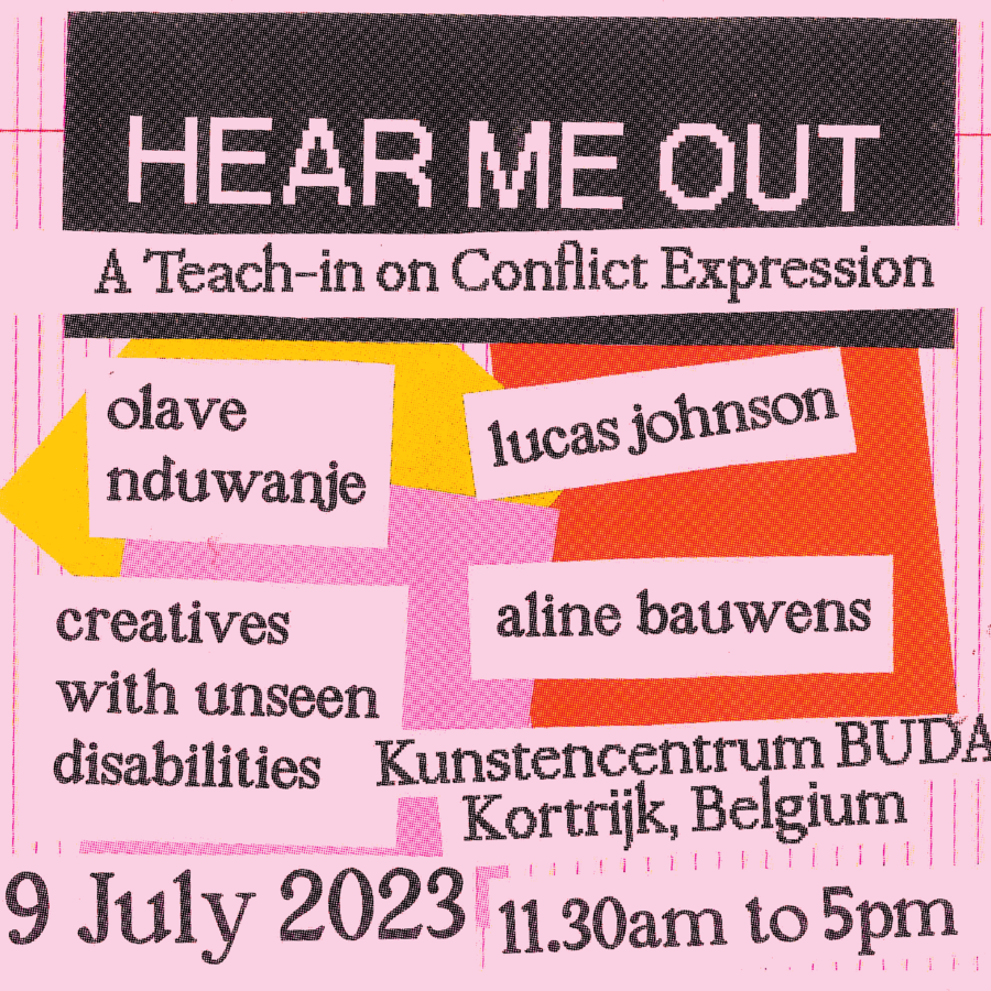 Event promotion for Hear Me Out at BUDA, Kortrijk, Belgium